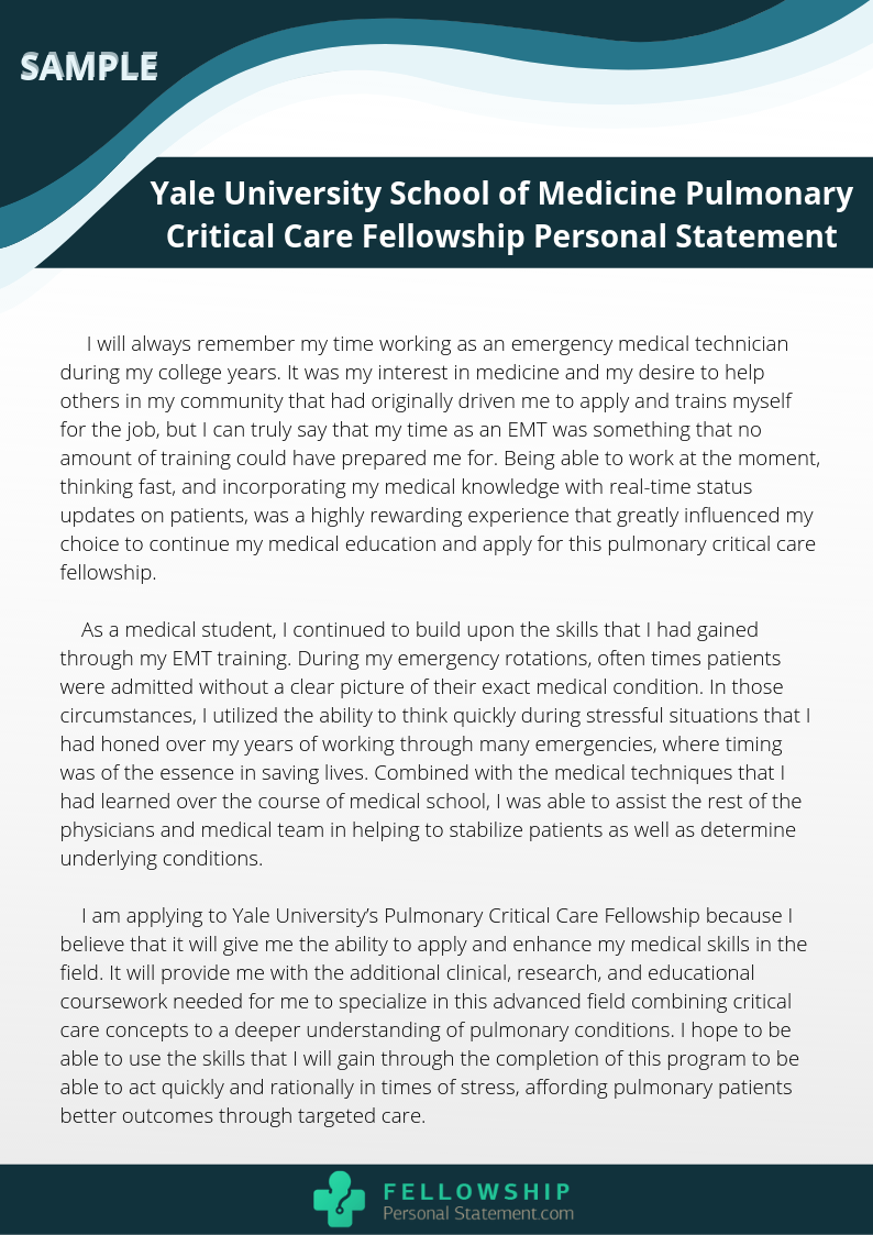 critical care personal statement samples